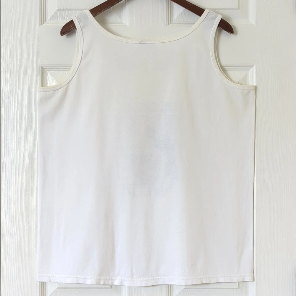 Disney 2004 Y2K Vintage American Flag Mickey Graphic Scoop Neck Tank Top White L - Picture 9 of 11